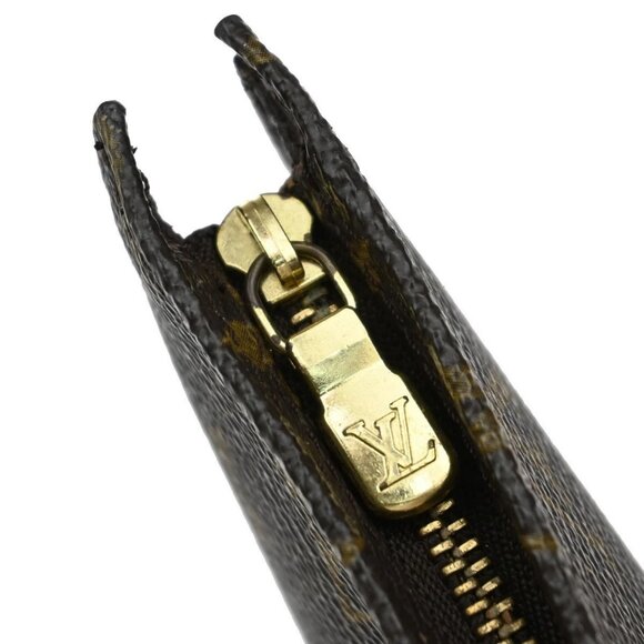 LOUIS VUITTON Logo BUCKET PM Pouch Bag Monogram Leather Brown France 05EF546 - Picture 8 of 13